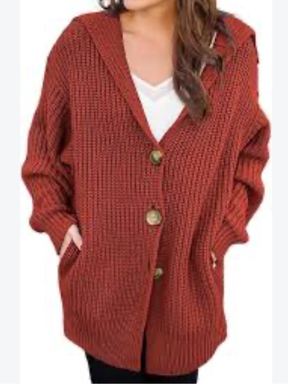 Entro Burnt Orange Chunky Knit Cotton Blend Cardigan Sweater NWT Med/Lg Oversize